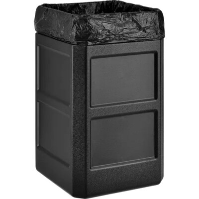 Global Industrial Square Plastic Waste Receptacle w/ Flat Lid, 42 Gallon, Black (641413BK)