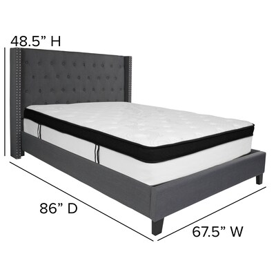 Flash Furniture Riverdale Tufted Upholstered Platform Bed in Dark Gray Fabric with Memory Foam Mattress, Queen (HGBMF47)