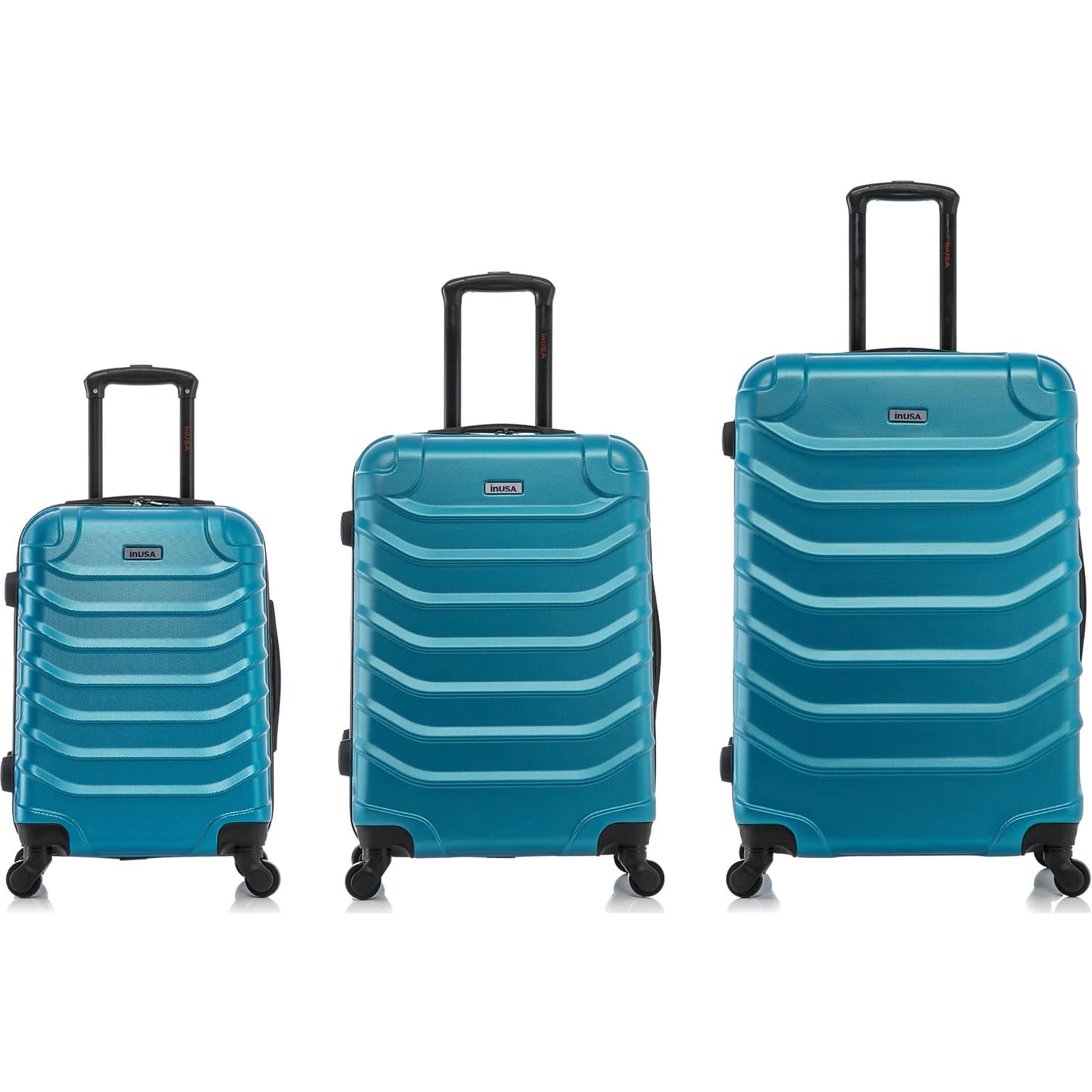 InUSA Endurance Polycarbonate/ABS 3-Piece Luggage Set, Teal (IUENDSML-TEA)