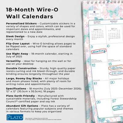 2025-2026 Plato House of Turnowsky 12" x 12" Academic Monthly Wall Calendar (9798330700165)