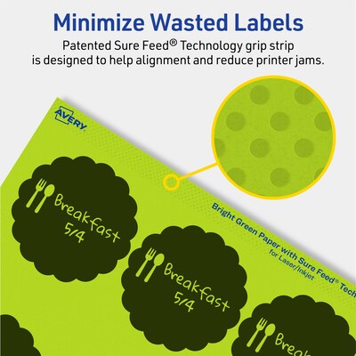 Avery Decorative Edge Multipurpose Labels, 2.5" Dia., Bright Green, 360/Pack (94516)