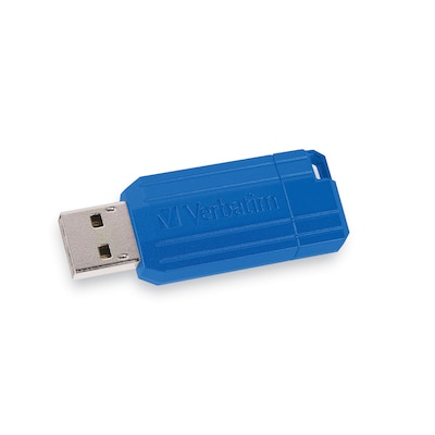 Verbatim PinStripe 128GB USB 2.0 Type A Flash Drive, Red and Blue, 2/Pack (70391)
