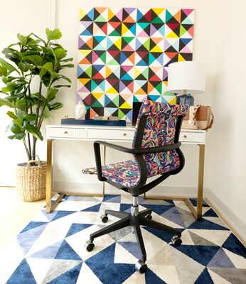 The Raynor Group Elizabeth Sutton Wynwood Fabric Swivel Task Chair, Multi Rose Black Silver (K-ESWY-BLK-ROSE-SIL)