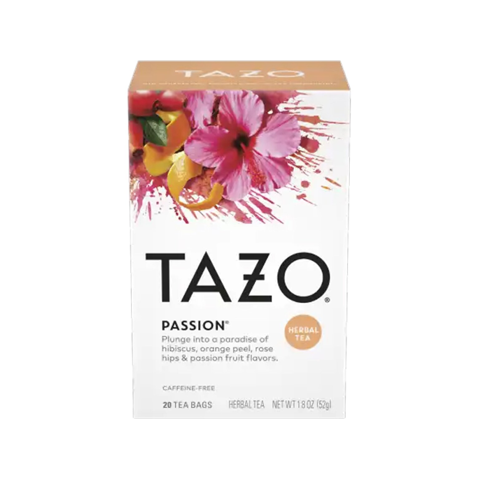 Tazo Passion Herbal Tea, Tea Bag, 1.8 Oz., 20/Box (30794522200451)