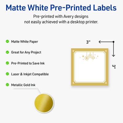 Avery Square Multipurpose Labels, 3 x 3, White, 60/Pack (19479370524)