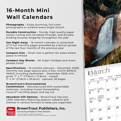 2026 BrownTrout Rocky Mountain Wilderness 7" x 7" Monthly Wall Calendar (9798330705351)