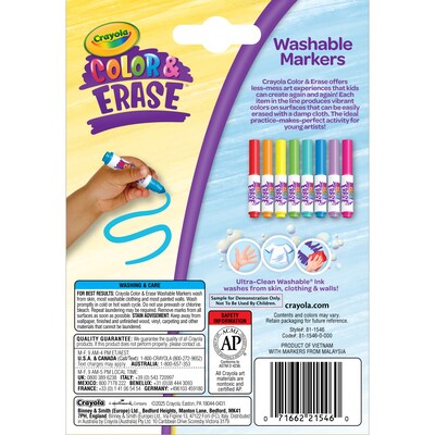 Crayola Color & Erase Kids Markers, Assorted Colors, 8/Pack, 4 Packs/Bundle (BIN811546-4)