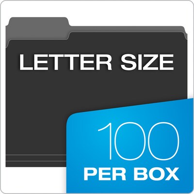 Pendaflex Interior Recycled File Folder, Straight Cut, Assorted, Letter Size, Black, 100/Box (4210 1/3 BLA)