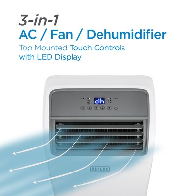 Black & Decker 115-Volt 14,000 BTU 10,200 (BTU DOE) Portable Air Conditioner with Remote, White (BPT10WTB)