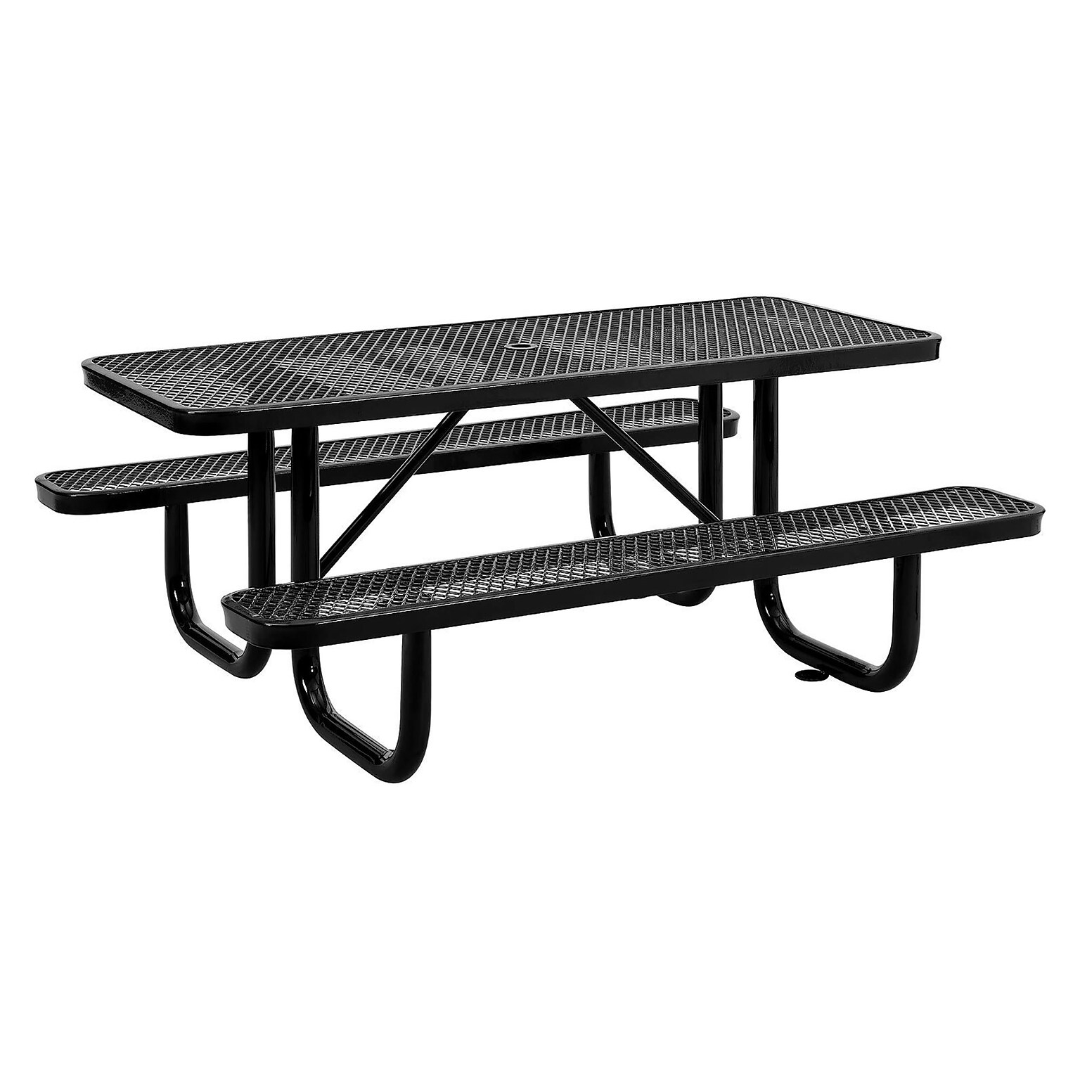 Global Industrial 6 Rectangular Outdoor Steel Picnic Table, Expanded Metal, Black (277152BK)