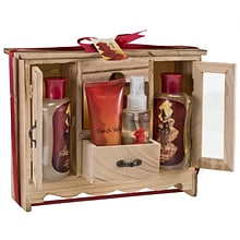 Freida and Joe French Vanilla Fragrance Spa & Skin Care Gift Set in Natural Wood Curio (FJ-32)