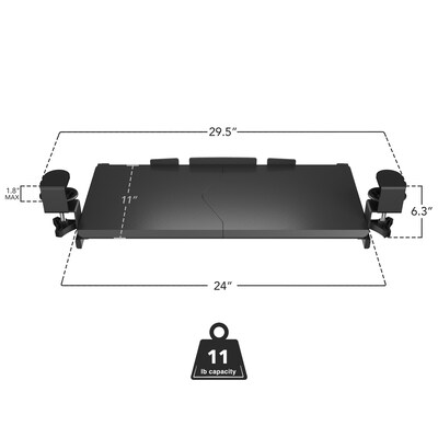 Mount-It! Adjustable 24"W Clamp-On Keyboard and Mouse Tray, Black (MI-7180)