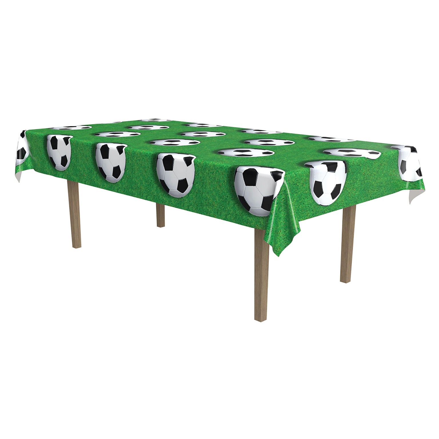 Beistle Soccer Ball Plastic Tablecover, 54 x 108, Green, 3/Pack (54532)