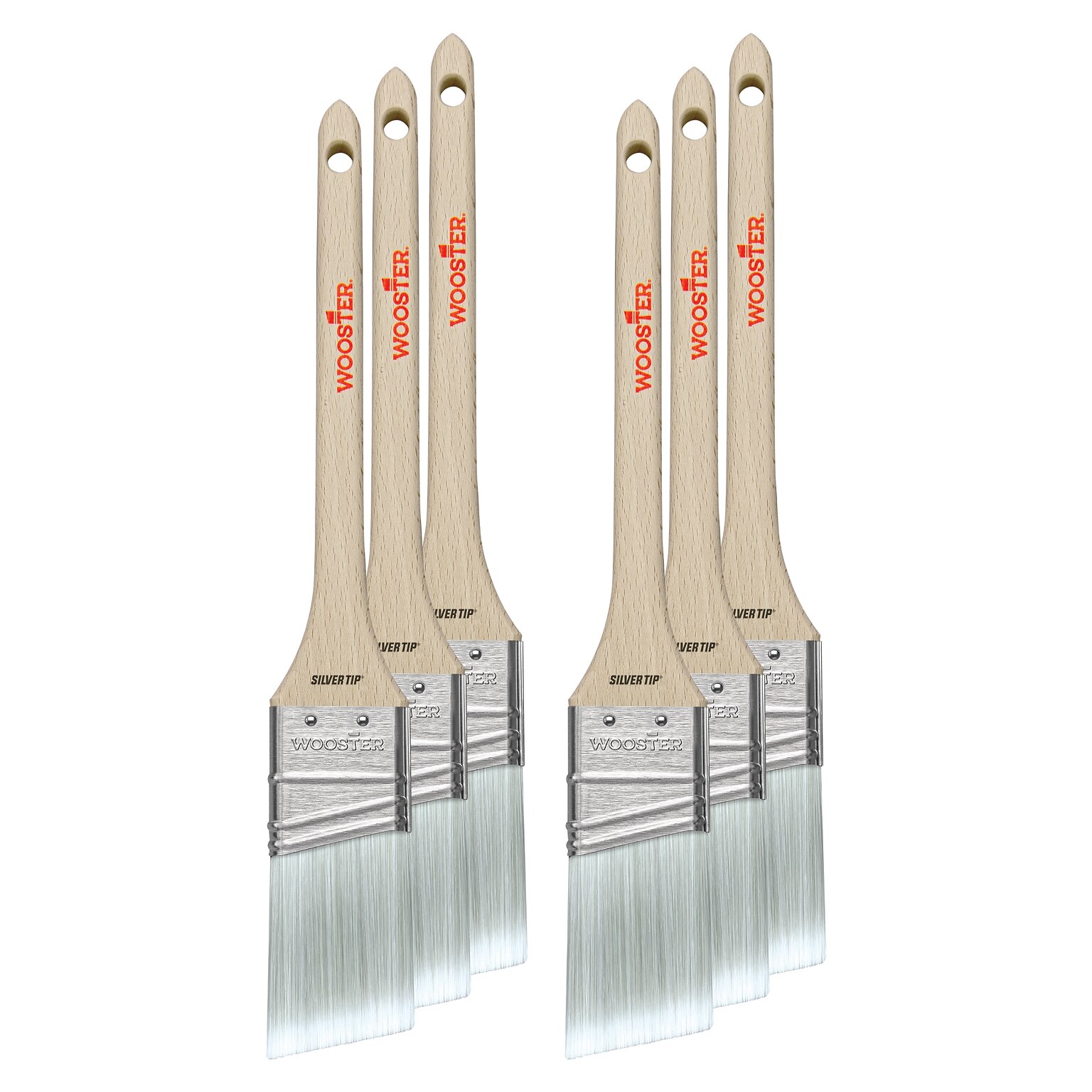 Wooster Brush Silver Tip 1.5 Polyester Thin Angle Brush, 6/Box (0052240014)