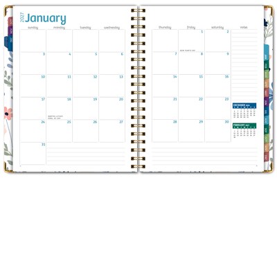 2027 Excello Brands 9" x 11" Weekly & Monthly Standard Planner, Paperboard Cover, Colorful Botanicals (FSHN-CY27-8511-30)