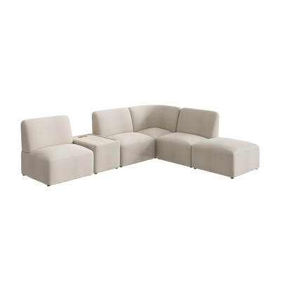 Bush Business Furniture Assemble L Shaped Sectional with Power/USB, Oat Fabric (ASM005OTF)