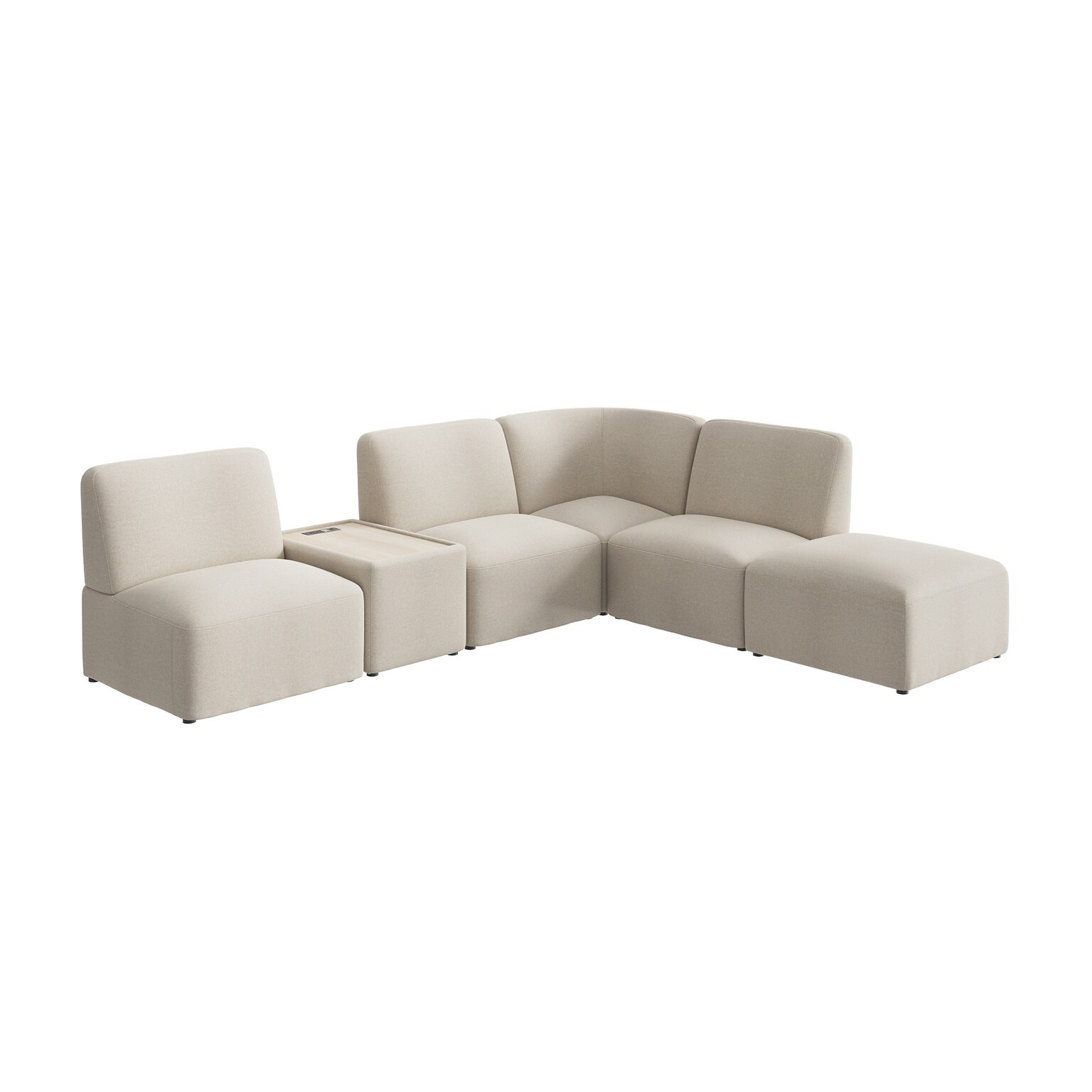 Bush Business Furniture Assemble L Shaped Sectional with Power/USB, Oat Fabric (ASM005OTF)