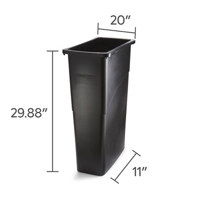 Coastwide Professional™ Slim Plastic Trash Can with no Lid, Black, 23 Gal. (CW50718)