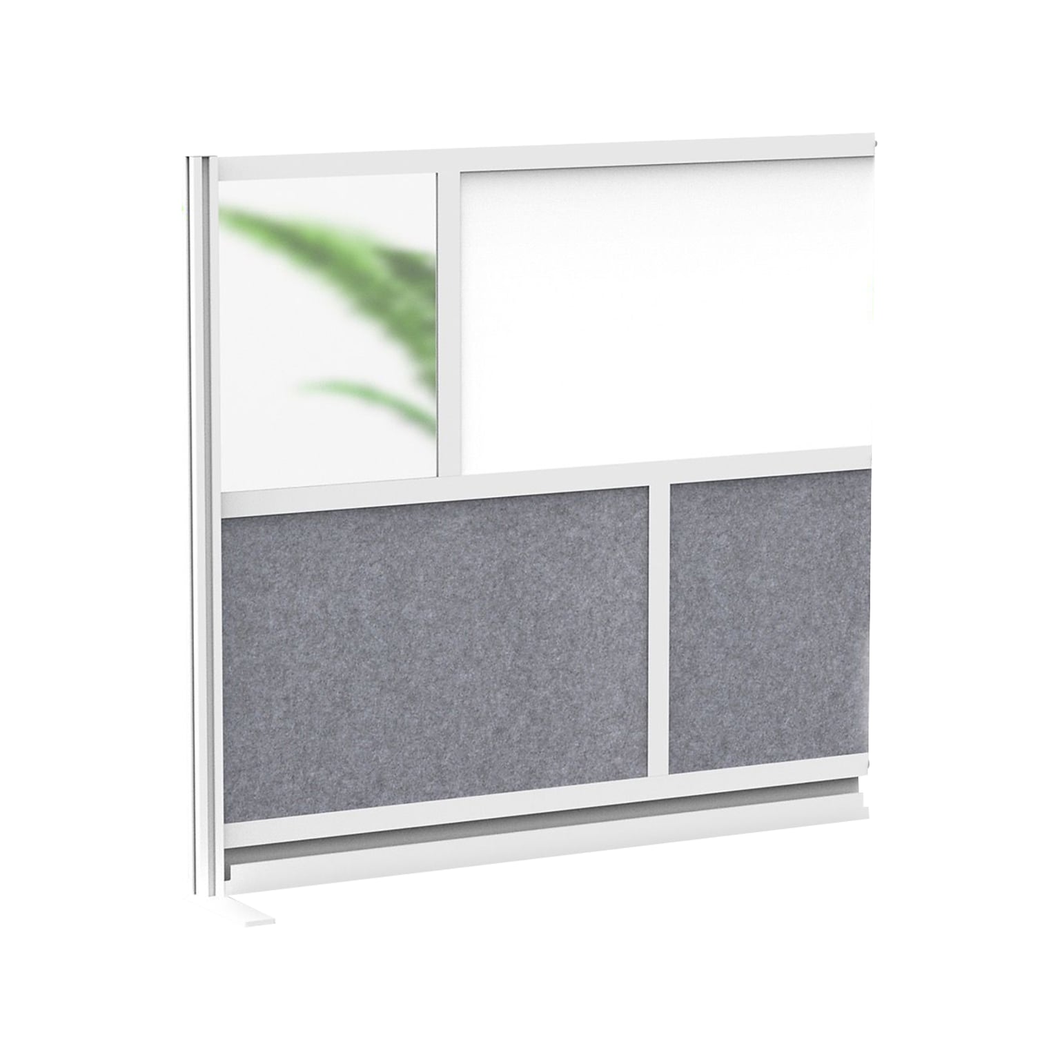 Luxor Workflow Series 4-Panel Modular Room Divider System Add-On Wall with Whiteboard, 48H x 53W, Gray/Silver