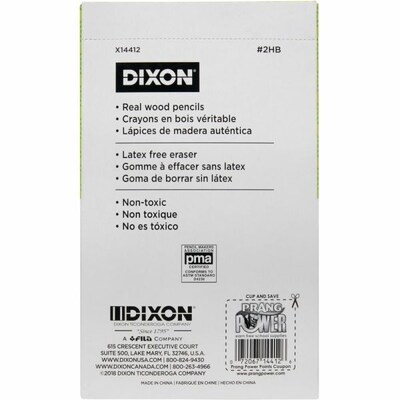 Dixon Wooden Pencil, 2.2mm, #2 Soft Lead, 144/Box (14412)