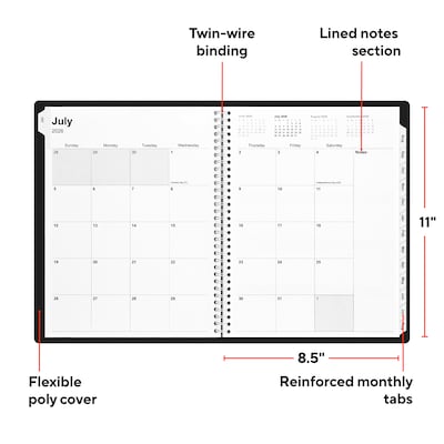 2026–2027 Staples 8.5 x 11 Academic Weekly and Monthly Planner, Black (ST63503-27)