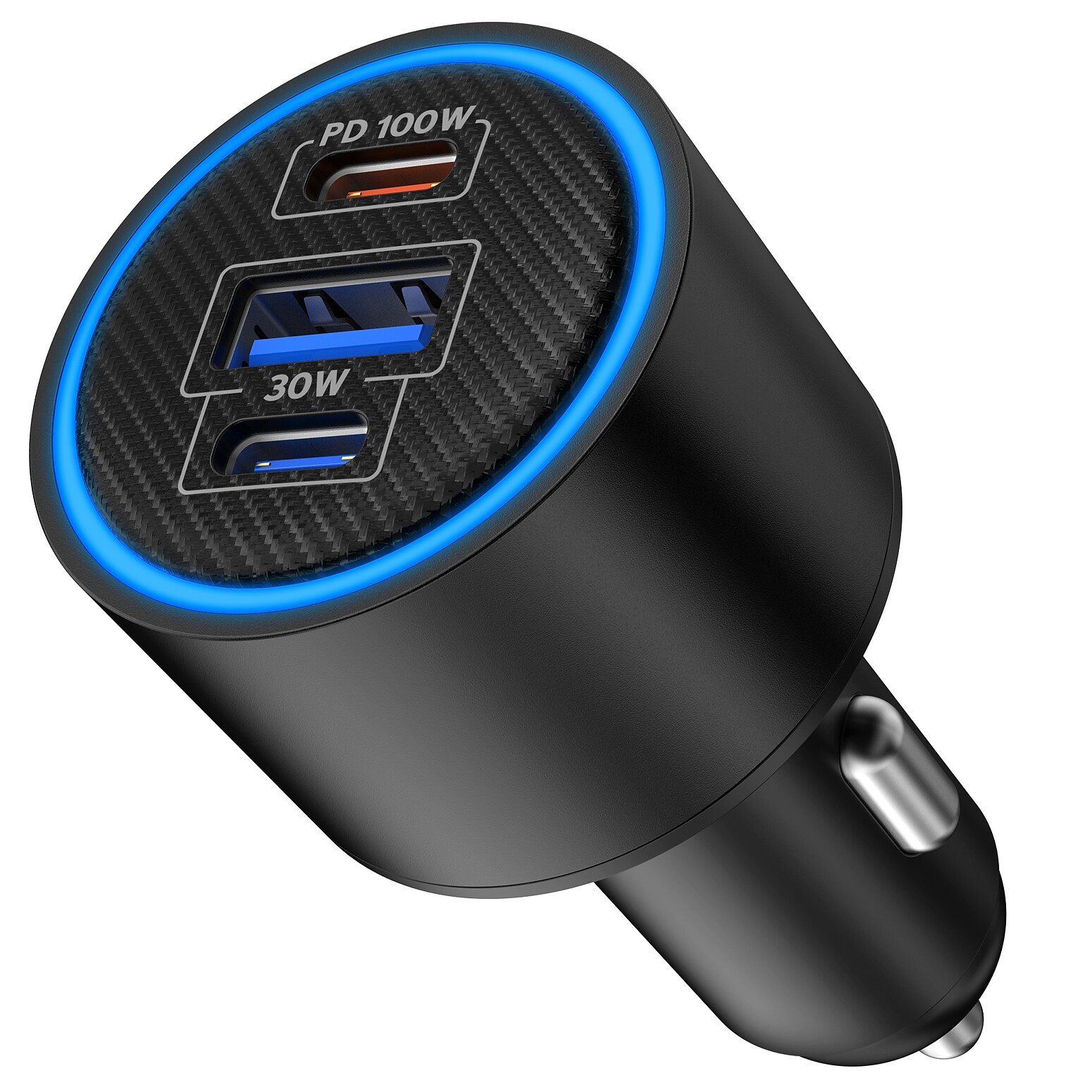 Overtime A60 130W 3-Port USB-C and USB-A Car Phone Charger, Black (OCA60BK)