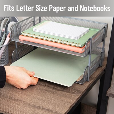 Mind Reader Metal Side Loading Stackable Letter Tray, Letter Size, Silver (ESTACK2-SIL)