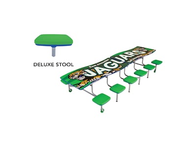 AmTab Ocean Waves Mobile Cafeteria Table w/ 12 Stools, 35 x 145, Assorted Colors (MSOWT1212)