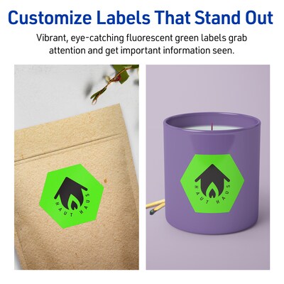 Avery Laser/Inkjet Multipurpose Decorative Edge Labels, 2-1/2" x 2-57/64", Neon Green, 480/Box (94121)