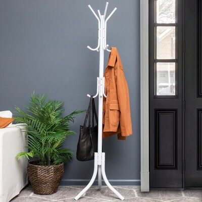 Mind Reader 69" x 18" Coat Rack, White, Metal (COATRACK11-WHT)