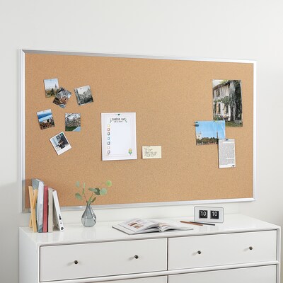 Quill Brand® Standard Durable Cork Bulletin Board, Aluminum Frame, 5'W x 3'H (28316-CC)