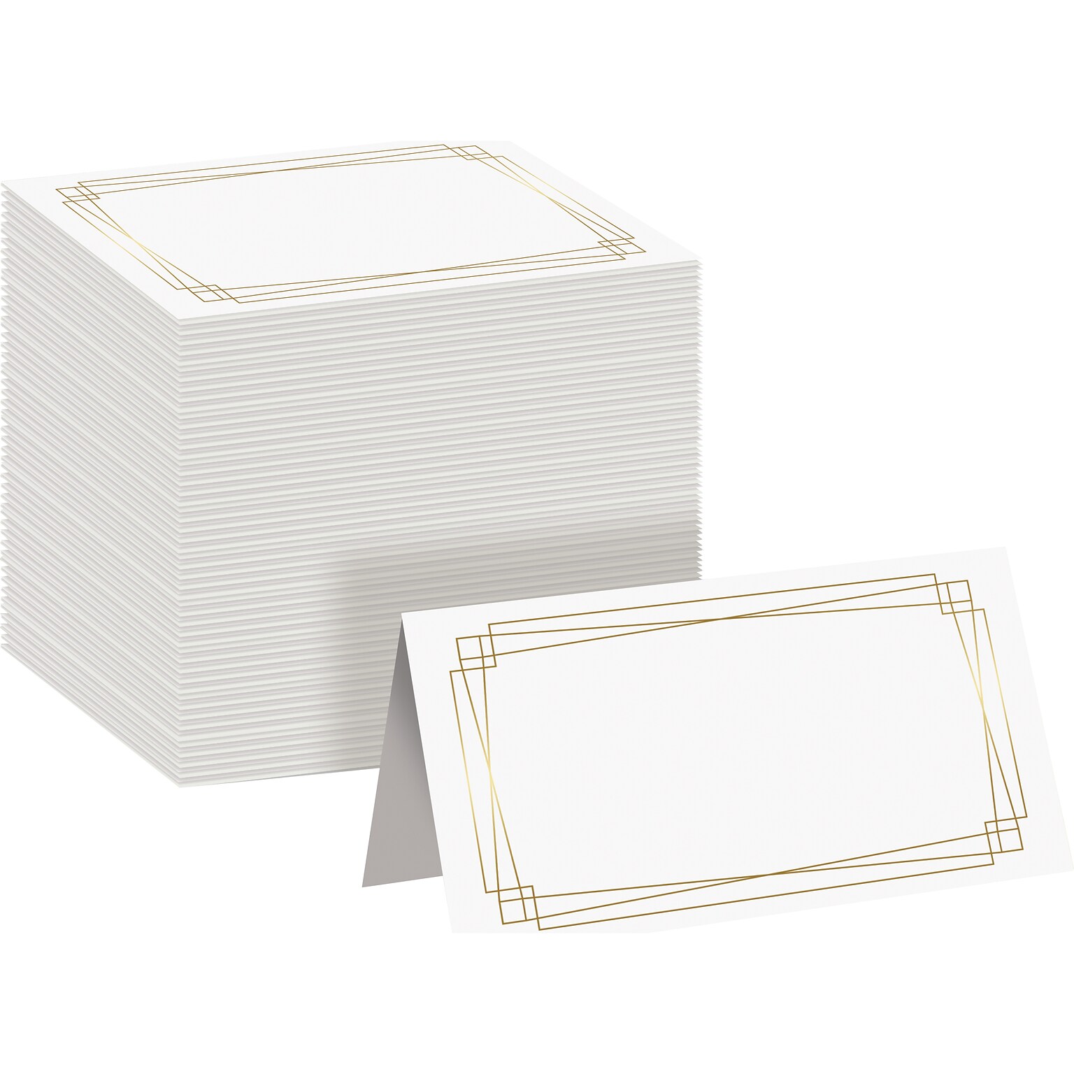 Better Office 2 x 3.5 White/Gold Table Tent Place Card, 100/Pack (64648-100PK)