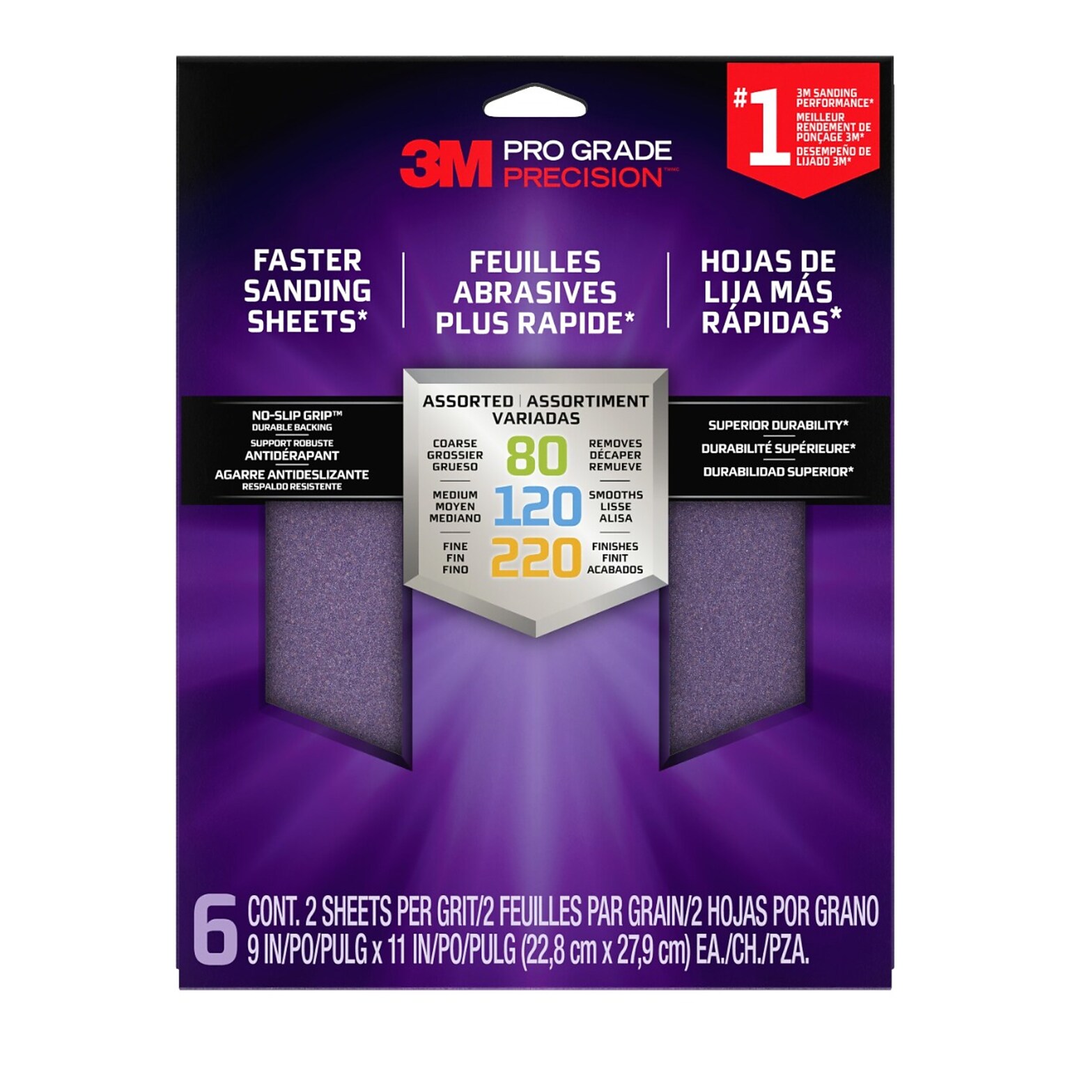 3M Pro Grade Precision Sanding Sheet, 9 x 11, 6/Pack (SHRASST-PGP-6T)
