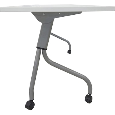 Lorell 72"W x 23.6"D Foldable Flip Top Training Table, Melamine, With Wheels, White (LLR60743)