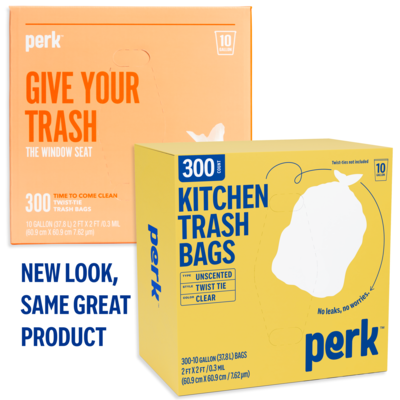 Perk™ 10 Gallon Kitchen Trash Bag, 24 x 24, High Density, 0.36 mil, Clear, 300 Bags/Box (PK56746)