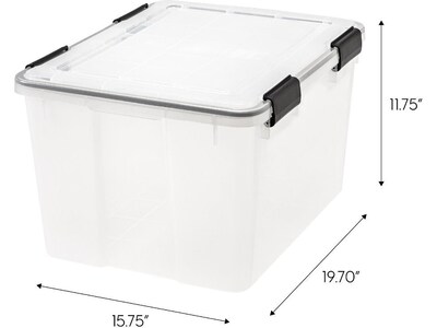 Iris WeatherPro Stackable Polypropylene Storage Box, 11.75" x 19.7" x 15.75", 46 Qt., Clear, 6/Pack (110450)