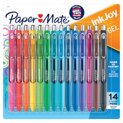 Paper Mate InkJoy Retractable Gel Pen, Medium Point, Assorted Ink, 14/Pack (1951636)