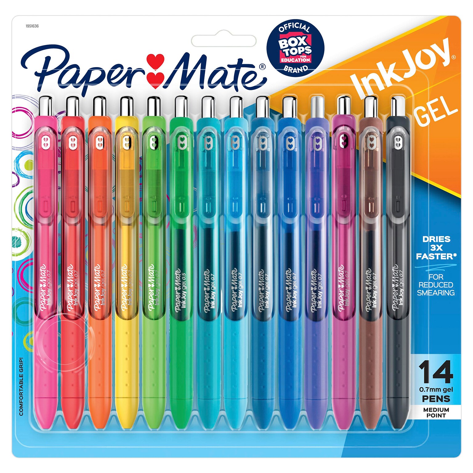 Paper Mate InkJoy Retractable Gel Pens, Medium Point, 0.7mm, Assorted Ink, 14/Pack (1951636)