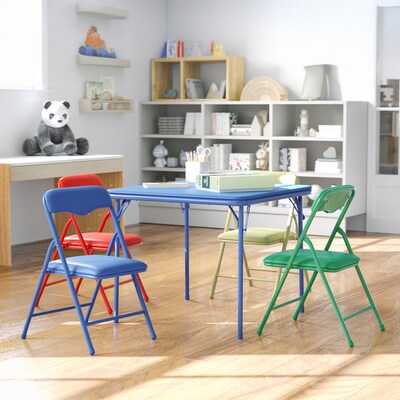 Flash Furniture Mindy Square Kids 5 Piece Folding Table and Chair Set, 24 x 24, Multicolored (JB9KID)