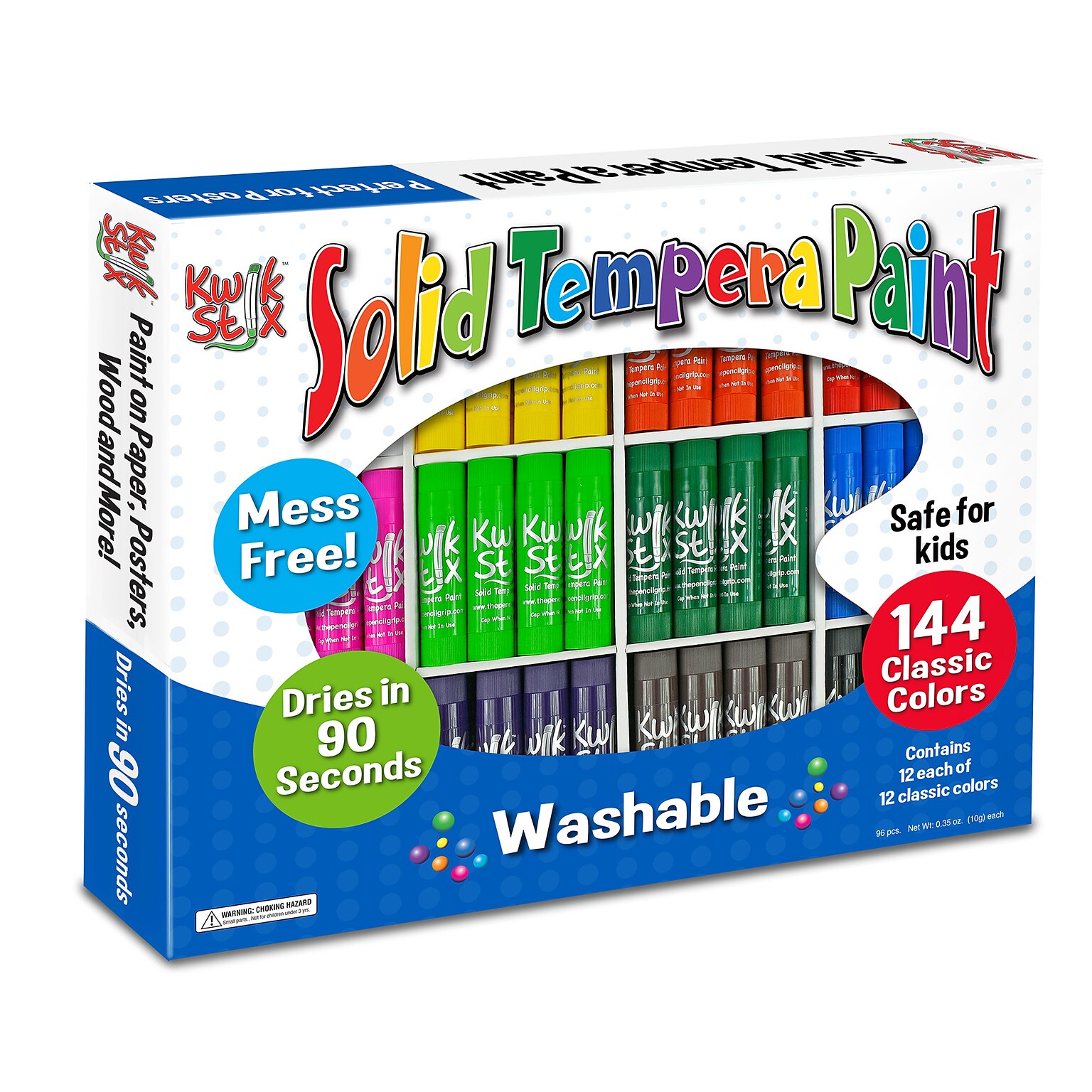 The Pencil Grip Kwik Stix Tempera Paint Sticks, Assorted, 144/Each