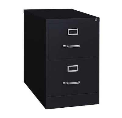 Lorell Fortress Series 2-Drawer Vertical File Cabinet, 18W x 26.5D x 28.4H, Black (LLR60661)