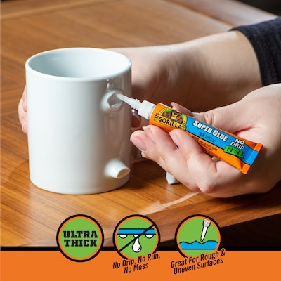 Gorilla No Drip Gel Super Glue, 0.53 oz., Clear (109804)