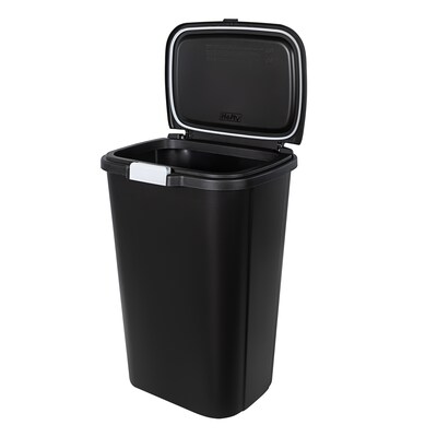 Hefty Lockable Step On Trash Can, 12 Gallon, Black, 2/Pack  (HFTCOM225807545)