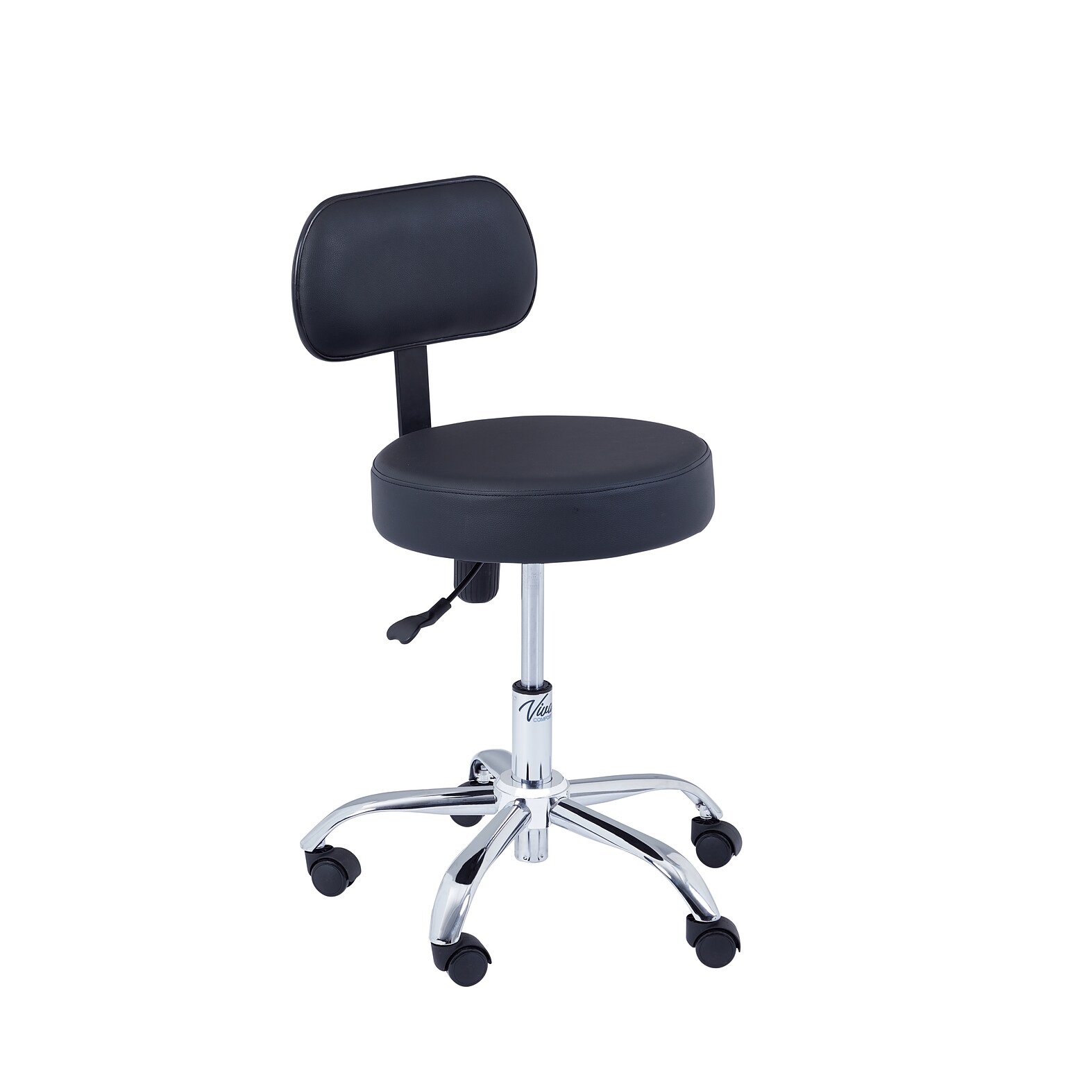 Viva Comfort Armless Vinyl Medical and Lab Stool with Lumbar Support, Black (ADI910-03-BLK-MK)