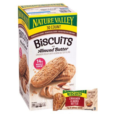 Nature Valley Biscuit Sandwich with Almond Butter, 40.5 oz., 30 Bars/Box (220-01046)