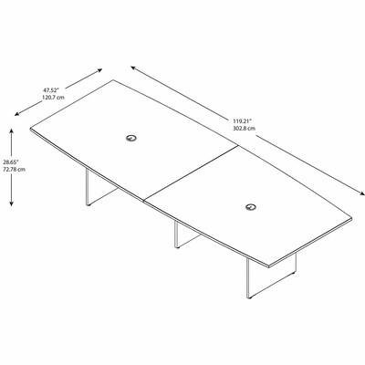 Bush Business Furniture 120W x 48D Boat Shaped Conference Table with Wood Base, Mocha Cherry (99TB12048MRK)