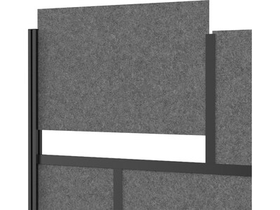 Luxor Expanse Series 4-Panel Freestanding Modular Room Divider System Starter Wall, 48"H x 53"W, Black/Gray, PET/Acrylic
