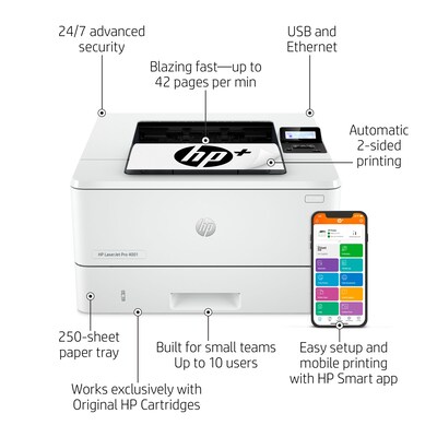 HP LaserJet Pro 4001dne Black & White Printer with Bonus 3 Months Instant Ink (2Z600E#BGJ)