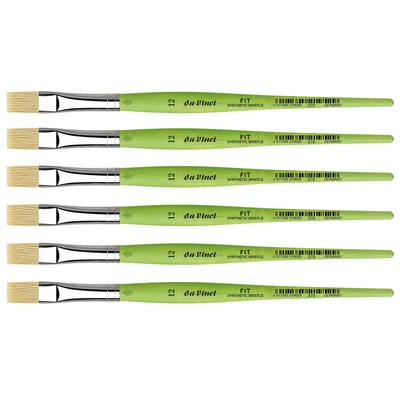 da Vinci FIT Oil and Acrylic Synthetic Bristle, Flat Brush, 6/Pack (DVXVA37912-6)