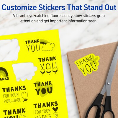 Avery Laser/Inkjet Multipurpose Rectangle Labels, 8.5" x 11", Neon Yellow, 10/Pack (94269)